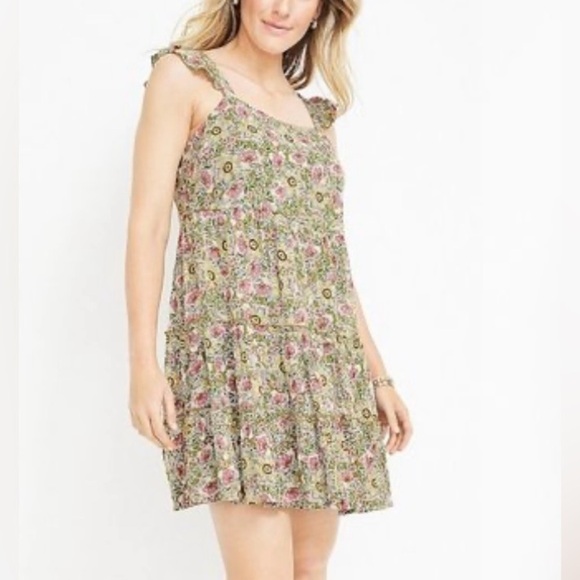 Mauurices Women’s Layered Floral Dress Lined Sleeveless Cap Ruffles Size 2X - Picture 1 of 12
